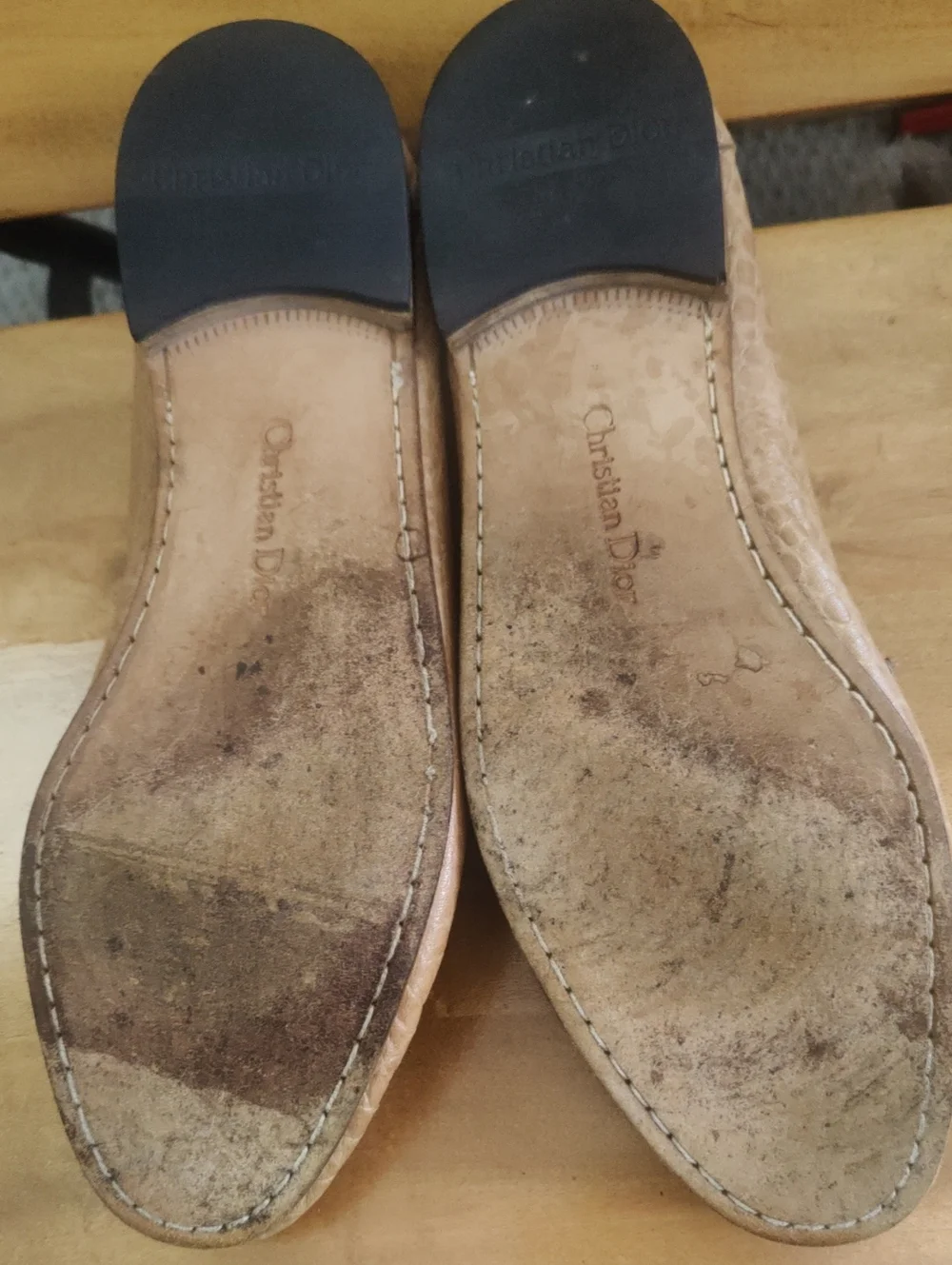 Vintage 90s Christian Dior Croc Embossed Loafer Tan Size 13 Made In Italy COA